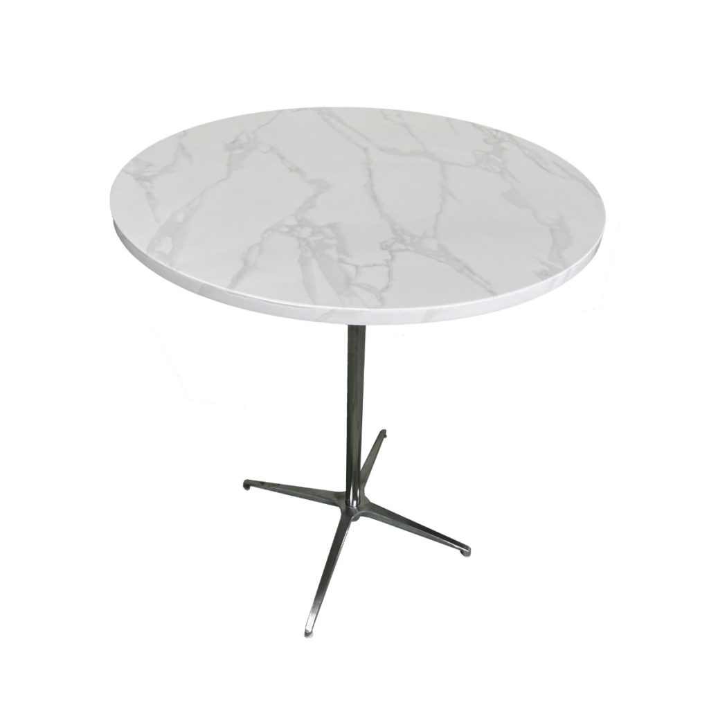 42" White Faux Marble Table