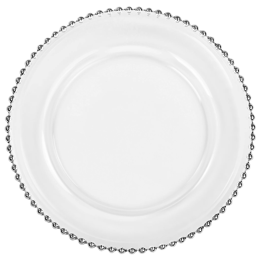 Silver Beaded Glass Charger