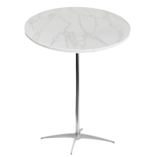 36" White Faux Marble High Top Table