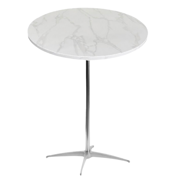 36" White Faux Marble High Top Table