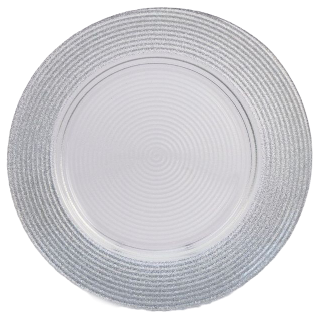 Silver Glitter Glass Charger