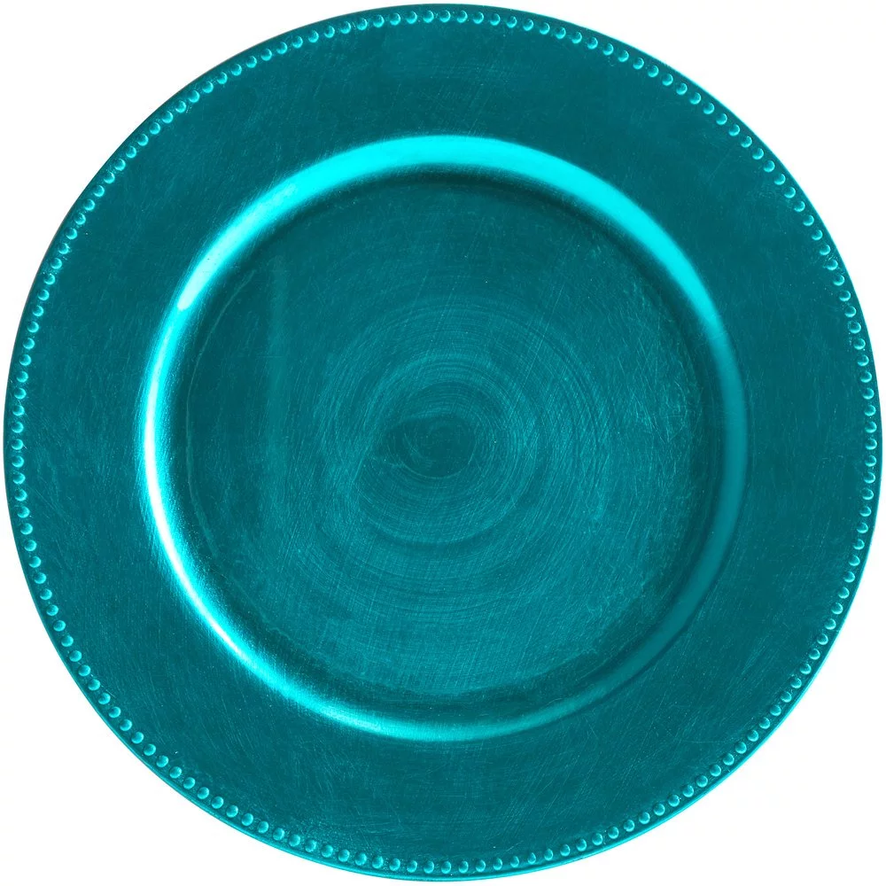 Aqua Beaded Acrylic Charger