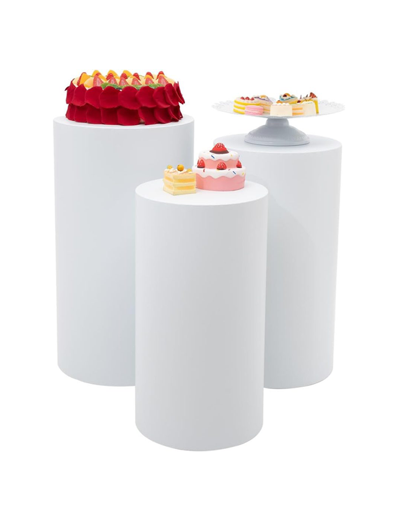 White Cylinder Pedestal Display